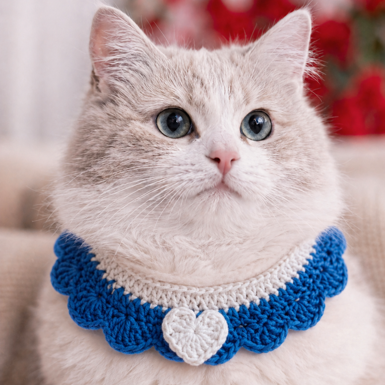Crochet Pet Collar Handmade – Adjustable Soft Scarf for Cats & Small Dogs-0