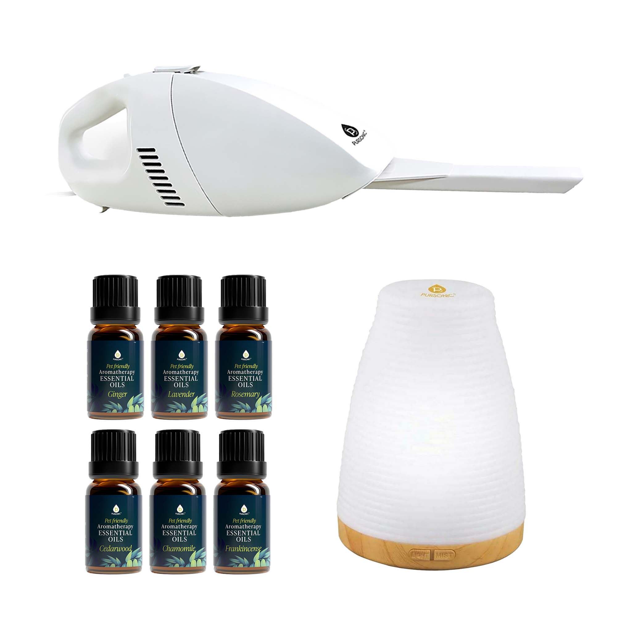 Pursonic Pet & Chill Essentials: Pet-Friendly Oils, USB Diffuser & Car Vacuum-0