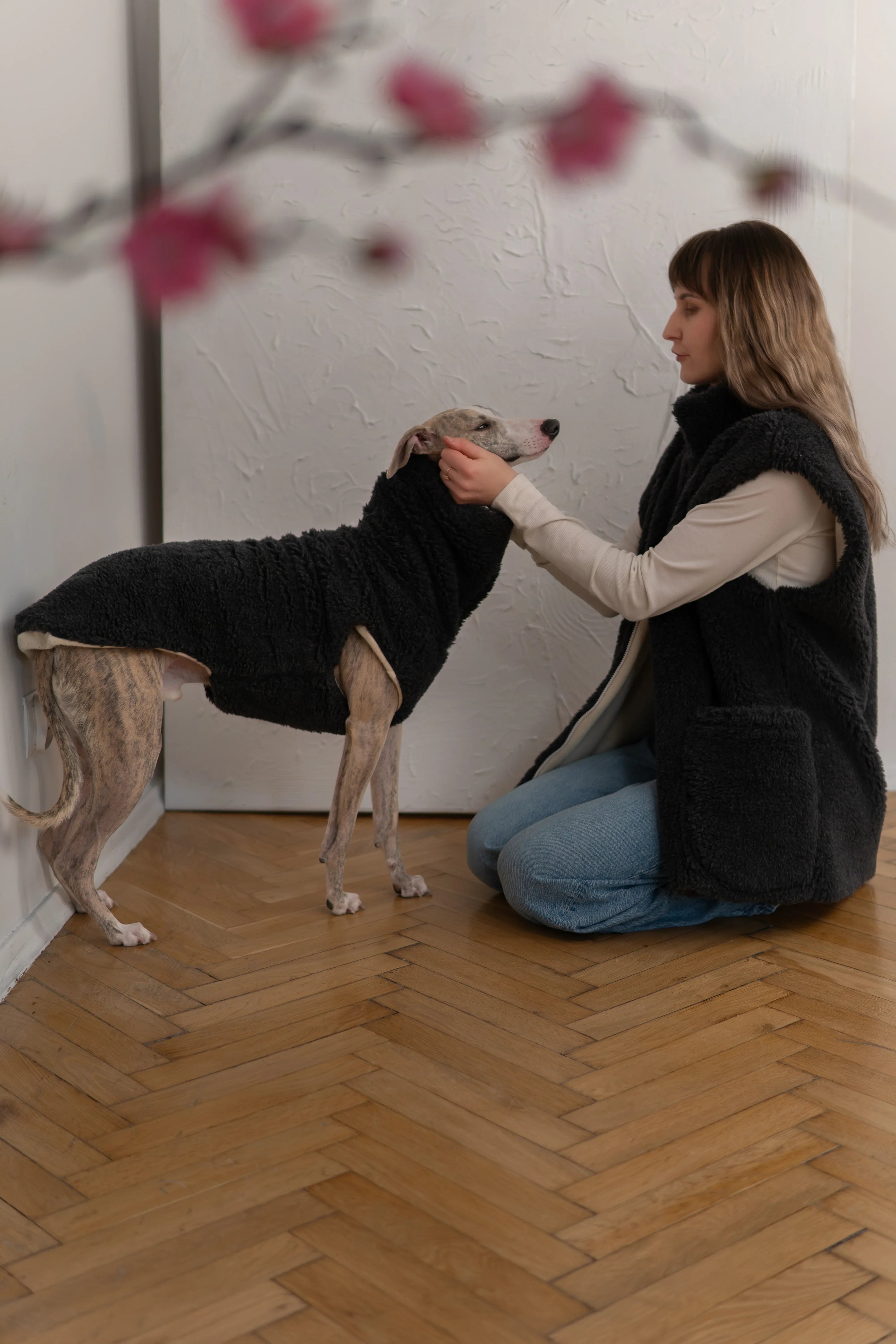 Woolen Dog Vest - Charcoal-1