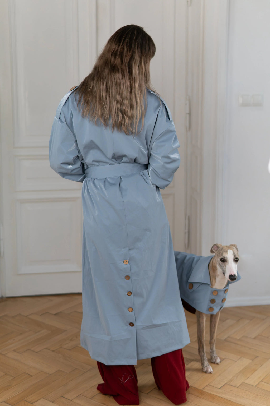 Water-repellent Dog Trench Coat - Burgundy Red-4