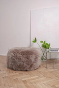 Natural Sheepskin Pouf / Ottoman - Greige-0