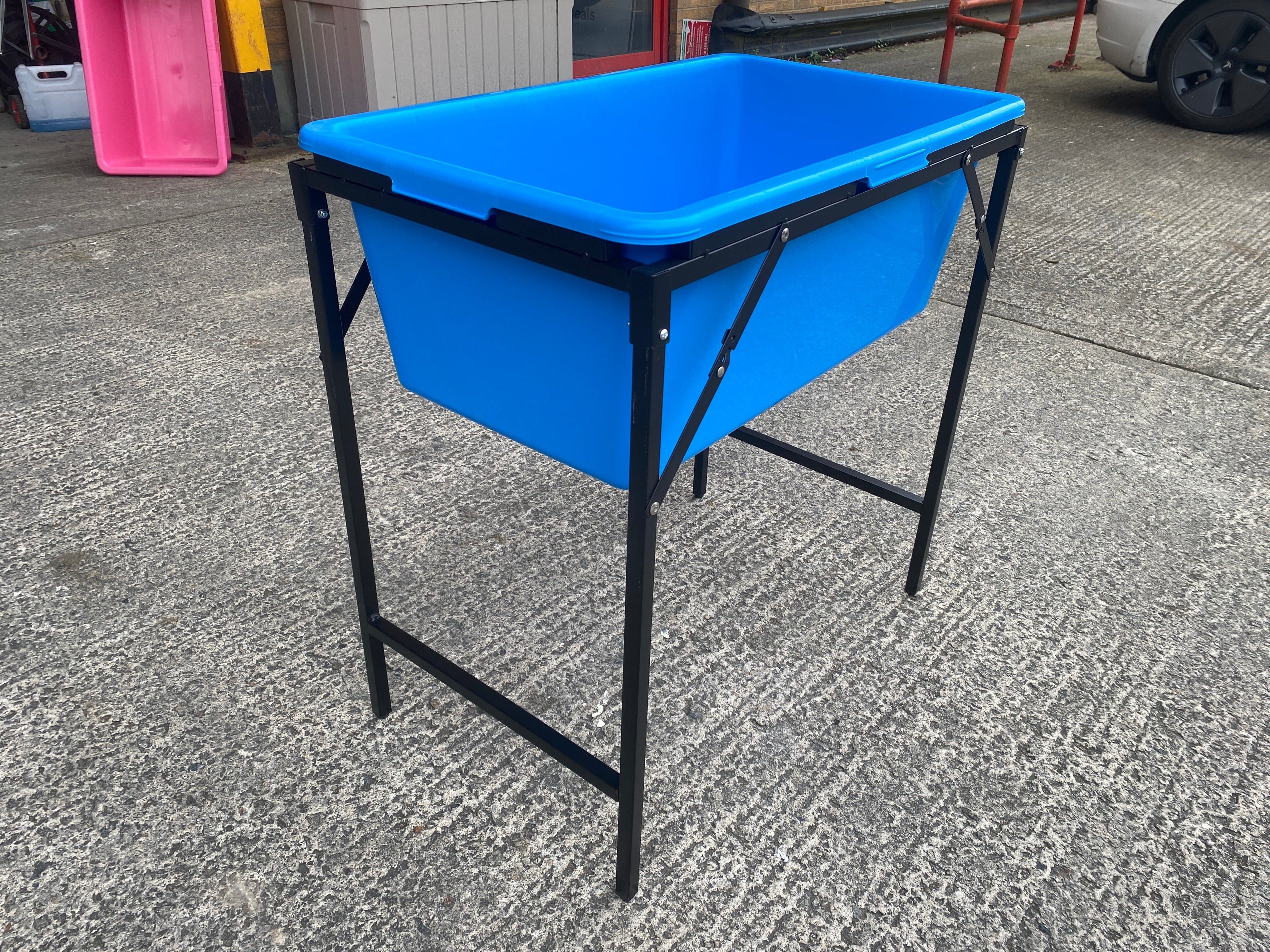 Blue Dog Bath with Drain Valve (WL) and Stand BSP Thread Fitting Water Connector-3