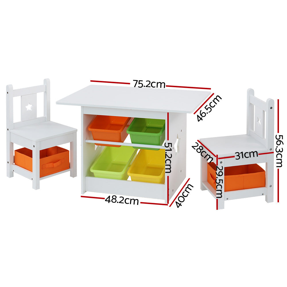NNEDSZ 3 PCS Kids Table and Chairs Set Children Furniture Play Toys Storage Box-1