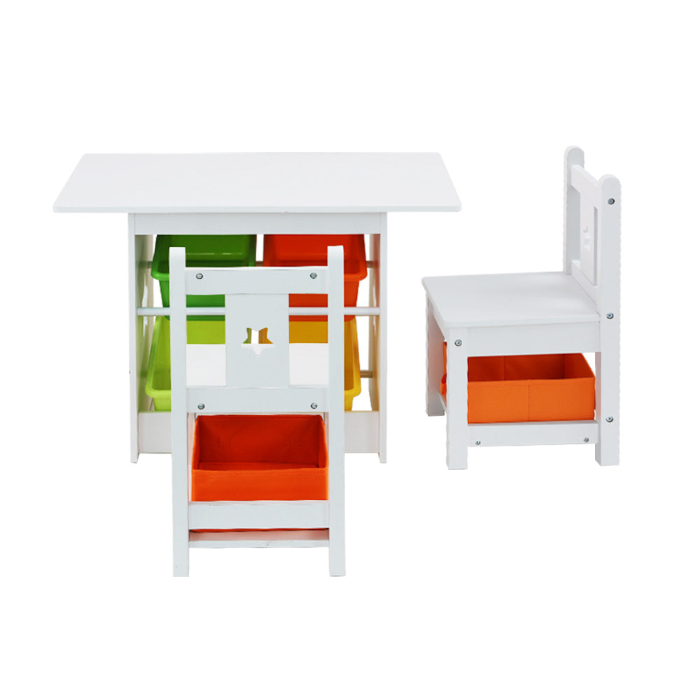NNEDSZ 3 PCS Kids Table and Chairs Set Children Furniture Play Toys Storage Box-2