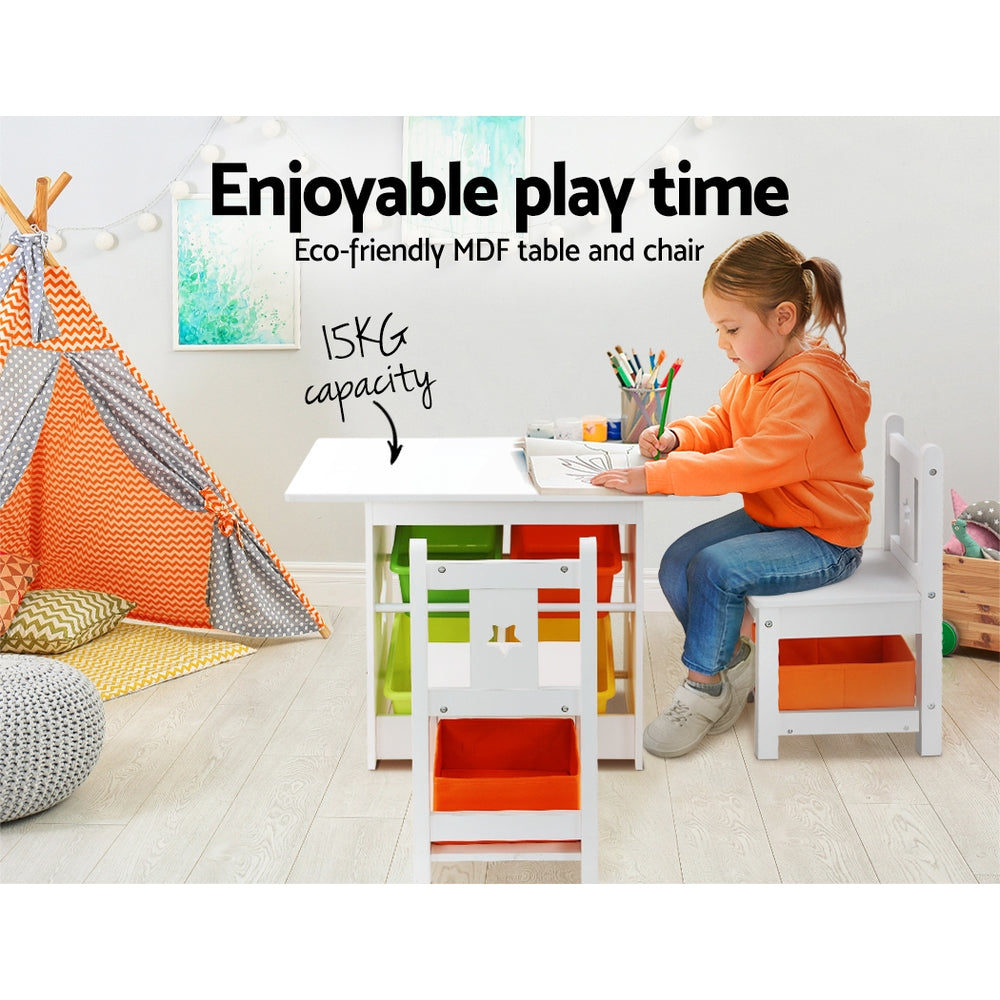 NNEDSZ 3 PCS Kids Table and Chairs Set Children Furniture Play Toys Storage Box-4