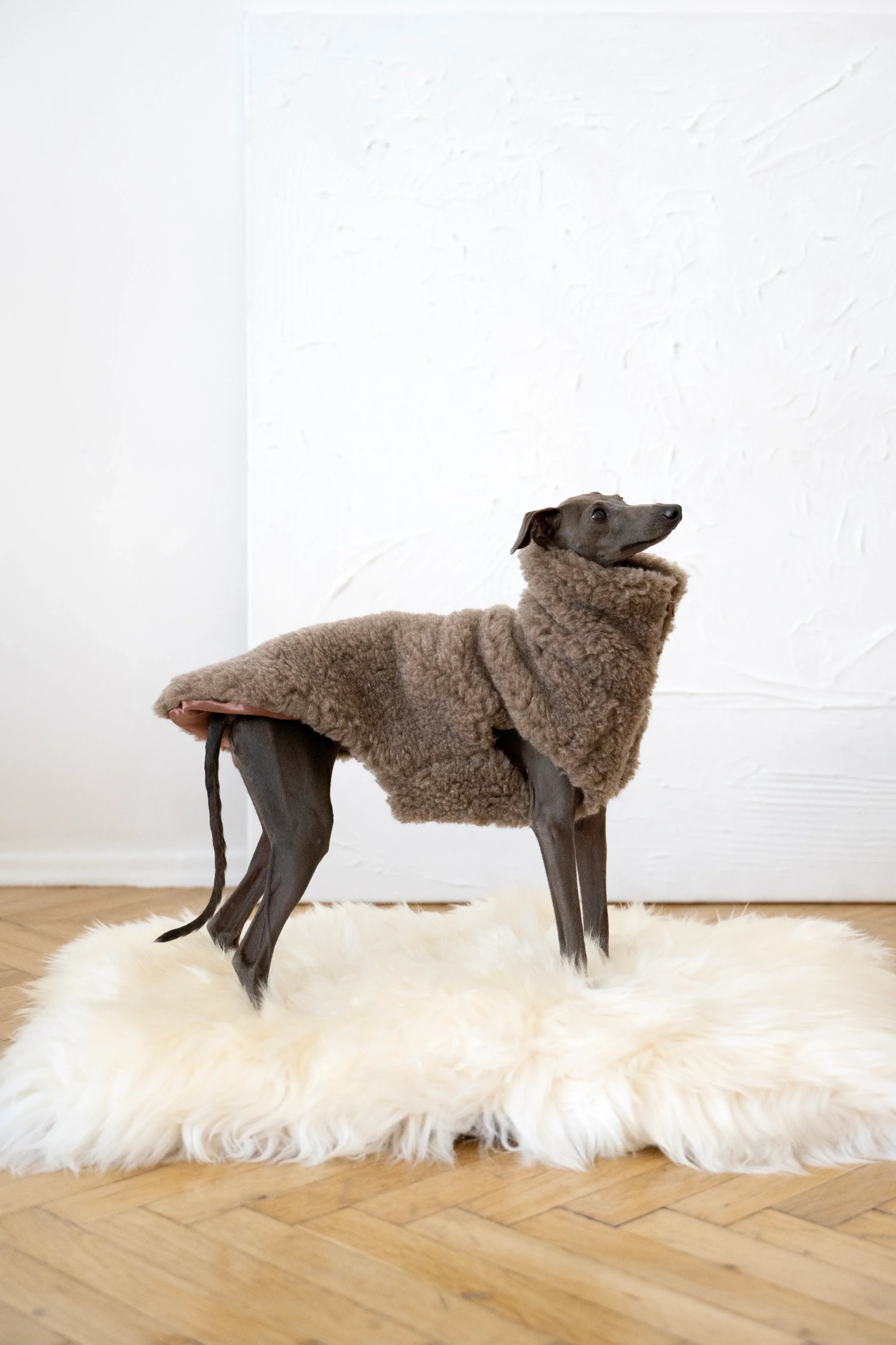 Square or Rectangular Natural Sheepskin Pet Mat - White-2