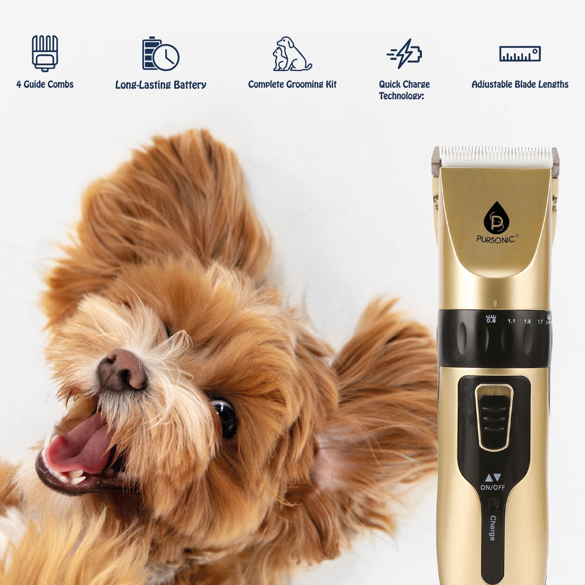 Pursonic Pet Grooming Bundle – Rechargeable Hair Trimmer, 6-Pack Essential Oils & Lavender Wipes-1