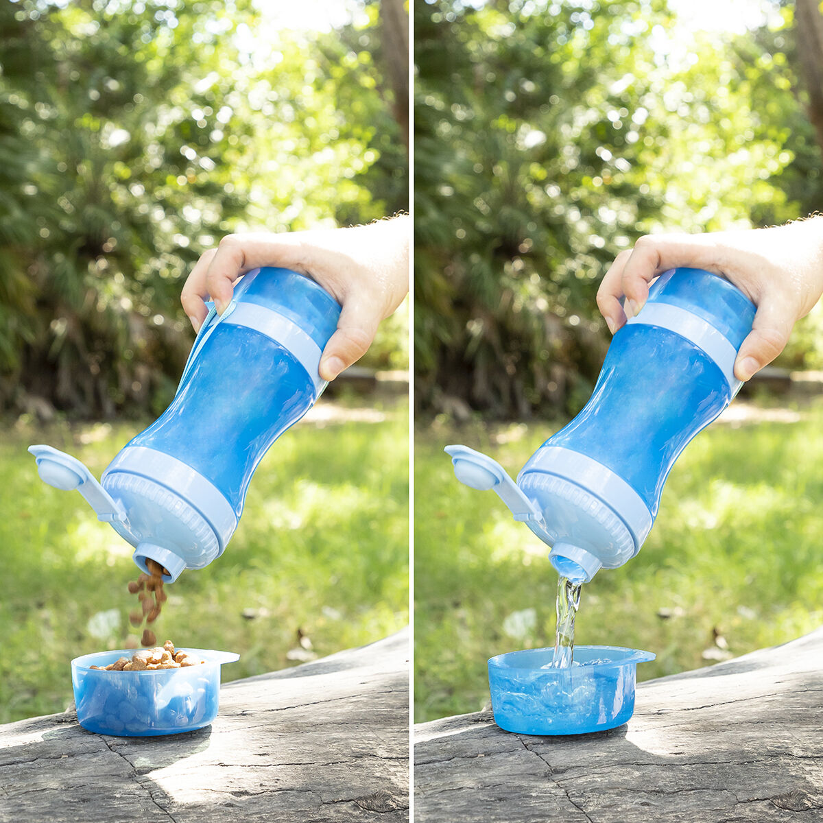 2-in-1 bottle with water and food containers for pets Pettap InnovaGoods-11