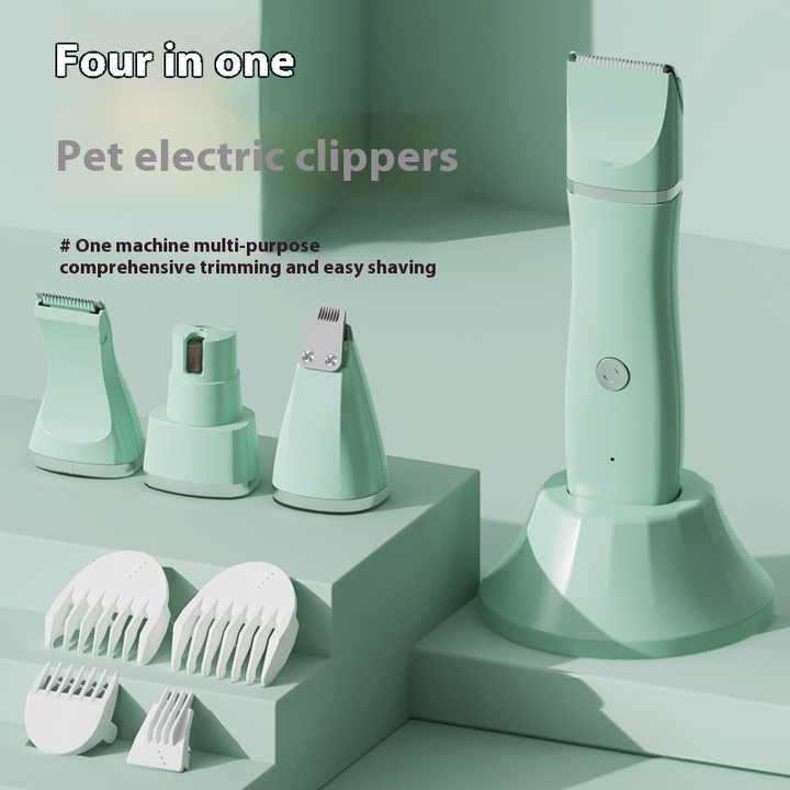 NNEDSZ White 4-in-1 Pet Grooming Electric Clippers - Professional Rechargeable Trimmer for Dogs & Cats, Paw, Fur, Nail, and Ear Care | Compact Design,-1