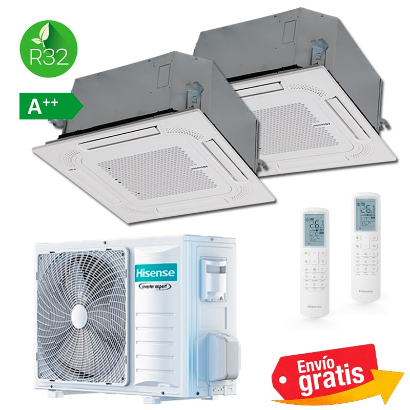 Aire Acondicionado Cassettes 2x1 Hisense ACT52UR4RCC8 + ACT52UR4RCC8 + 3AMW62U4RJC