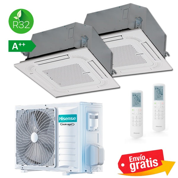 Aire Acondicionado Cassettes 2x1 Hisense ACT52UR4RCC8 + ACT52UR4RCC8 + 3AMW62U4RJC