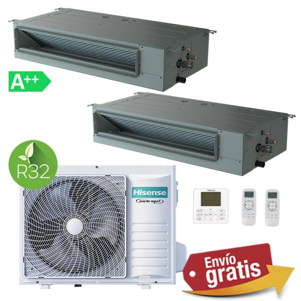 Aire Acondicionado Conductos 2x1 Hisense 3AMW72U4RJC + ADT35UX4RBL8 + ADT35UX4RBL8