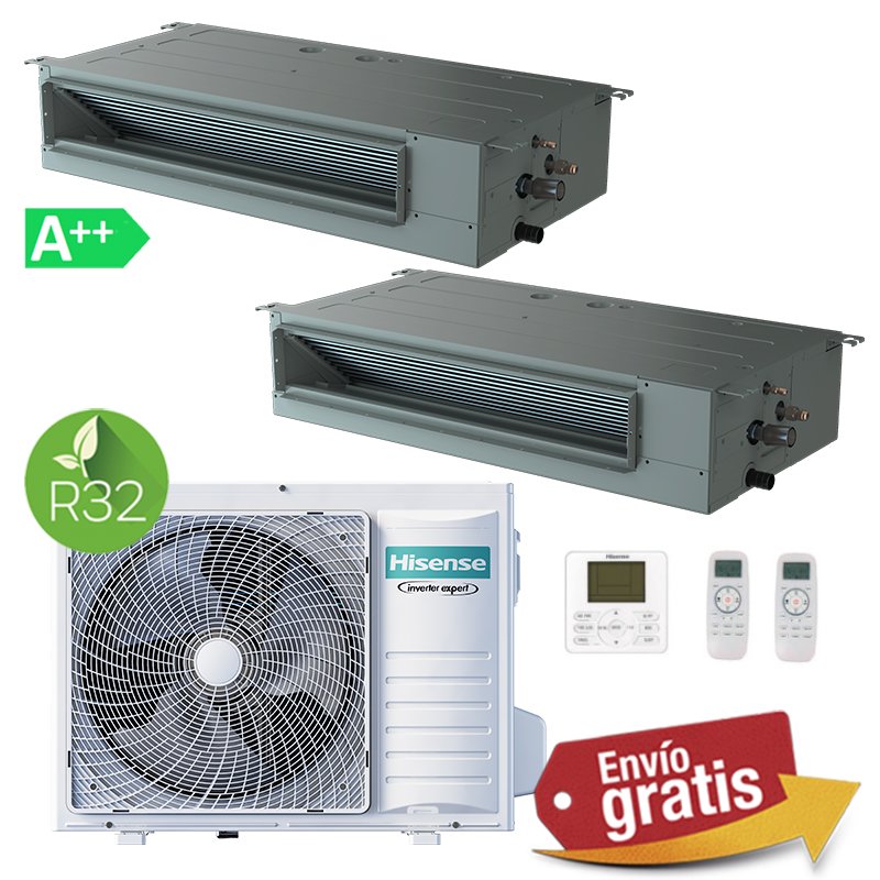 Aire Acondicionado Conductos 2x1 Hisense 3AMW72U4RJC + ADT35UX4RBL8 + ADT35UX4RBL8