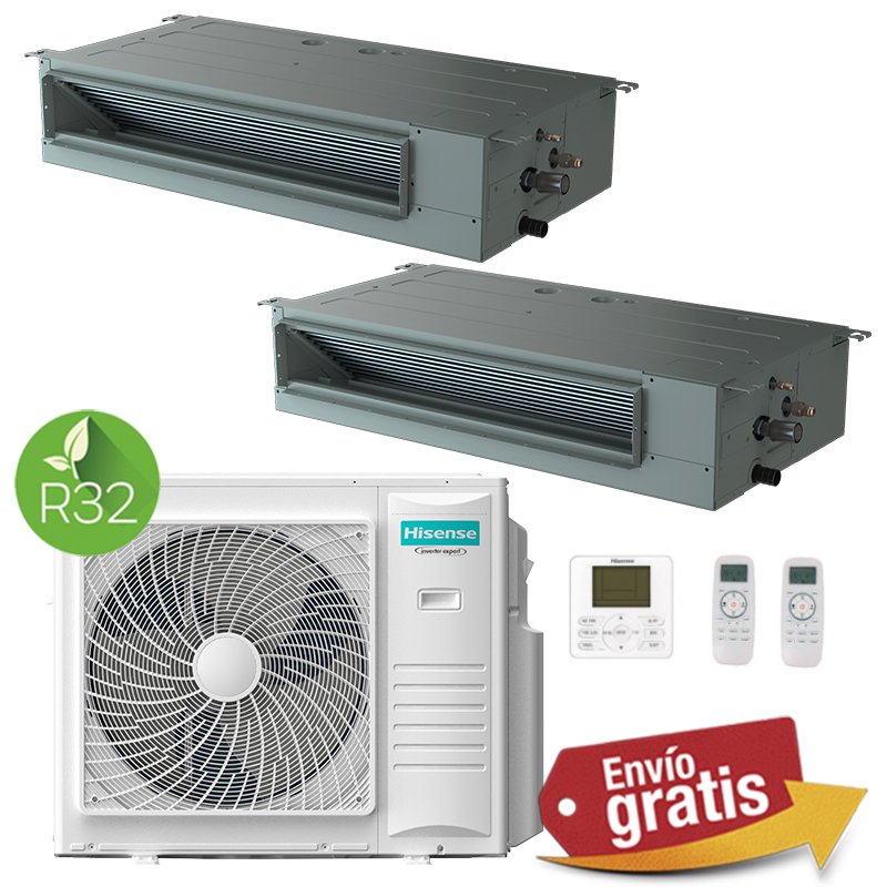 Aire Acondicionado Conductos 2x1 Hisense 5AMW125U4RTA + ADT52UX4RCL8 + ADT71UX4RCL8