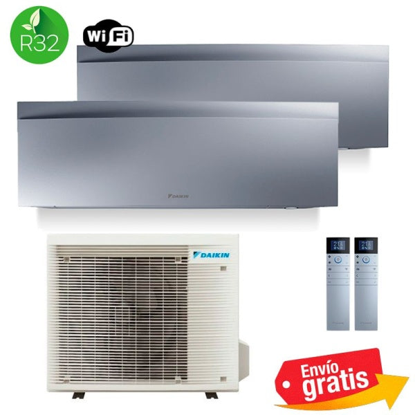 Aire Acondicionado Daikin Multisplit 2x1 Emura 3 2MXM40A9 + FTXJ25AS + FTXJ25AS Plata