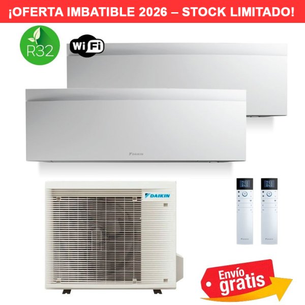 Aire Acondicionado Daikin Multisplit 2x1 Emura 3 2MXM40A9 + FTXJ25AW + FTXJ25AW Blanco