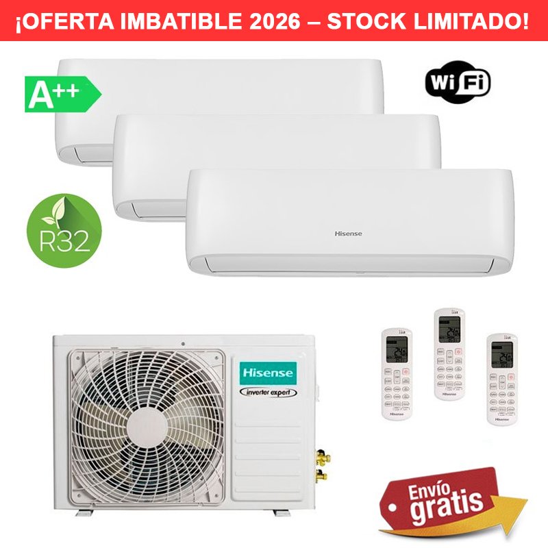 Aire Acondicionado Hisense Style MultiSplit 3x1 3AMW62U4RJC + CF25YR4BG + CF25YR4BG + CF35MR0BG