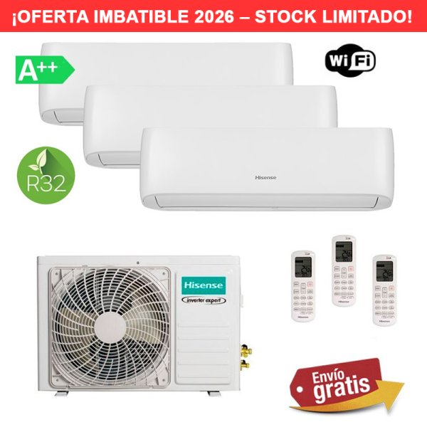 Aire Acondicionado Hisense Style MultiSplit 3x1 3AMW72U4RJC y 3 unidades interiores CF35MR0BG