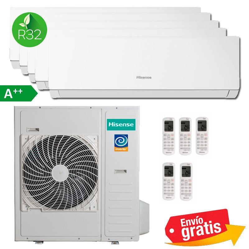 Aire Acondicionado Hisense Style MultiSplit 5x1 5AMW125U4RTA + 3 splits CF25SYR04G + 2 splits CF35MR04G + CF35MR04G