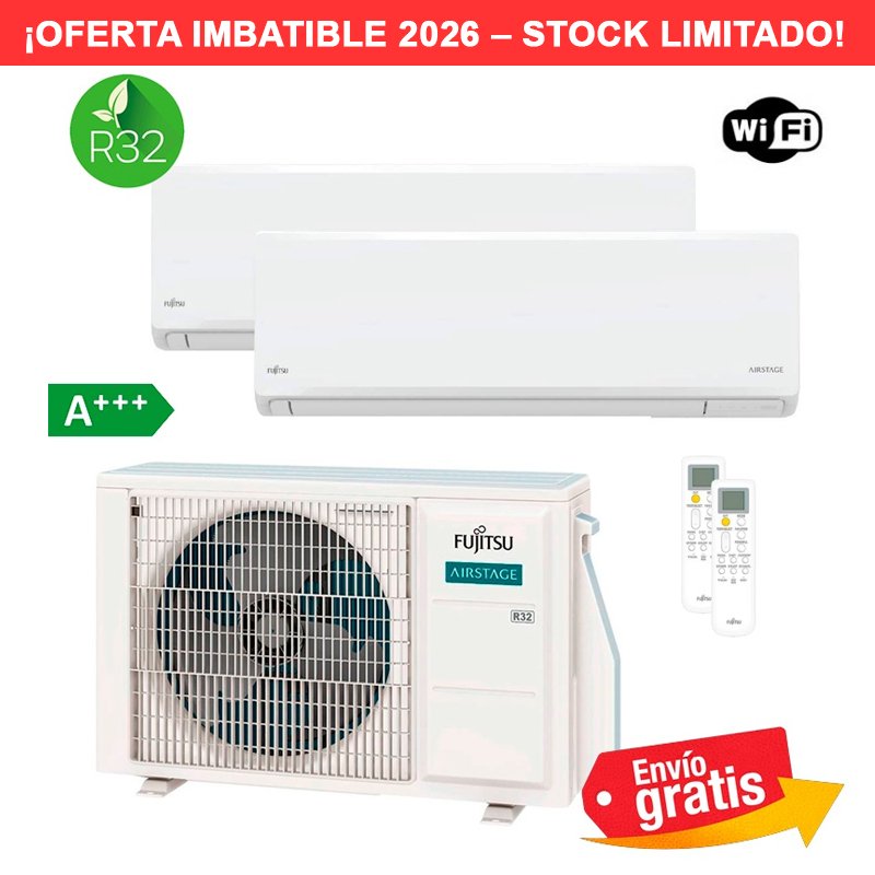 Aire Acondicionado Multisplit 2x1 Fujitsu AOY50M2-KB + ASY20-KN + ASY35-KN