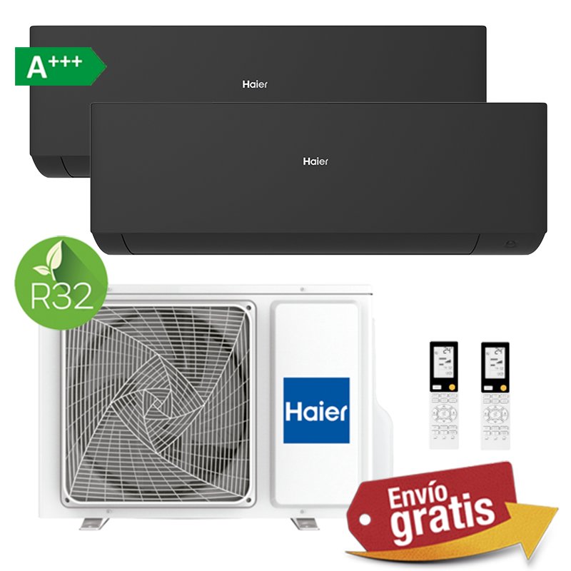 Aire Acondicionado Multisplit 2x1 Haier 2U40S2SM1FA + Expert 25 + Expert 35 (Negro)