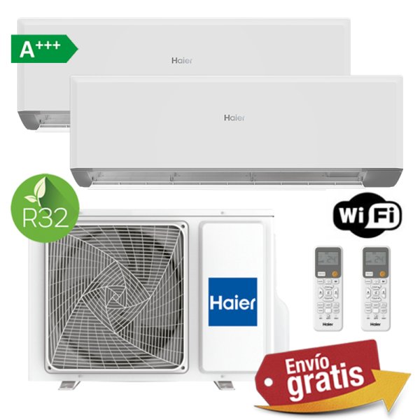 Aire Acondicionado Multisplit 2x1 Haier 2U40S2SM1FA + GEOS R+ 25 + GEOS R+ 25