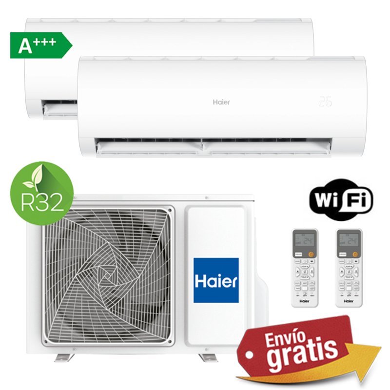 Aire Acondicionado Multisplit 2x1 Haier 2U40S2SM1FA + Perla Pre 25 + Perla Pre 35