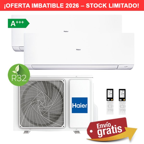 Aire Acondicionado Multisplit 2x1 Haier 2U50S2M1FA-3 + Expert 25 + Expert 35 (Blanco)