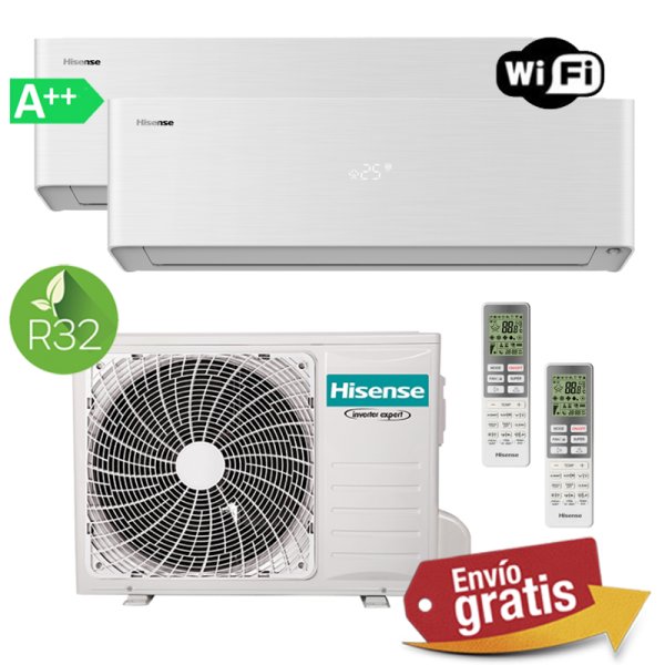 Aire Acondicionado multisplit 2x1 Hisense 2AMW42U4RGC + QH25XV4AG + QH35XV4AG