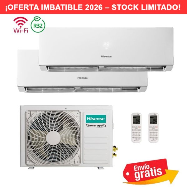 Aire Acondicionado Multisplit 2x1 Hisense Style 2AMW52U4RXC + CF25YR4BG + CF25YR4BG