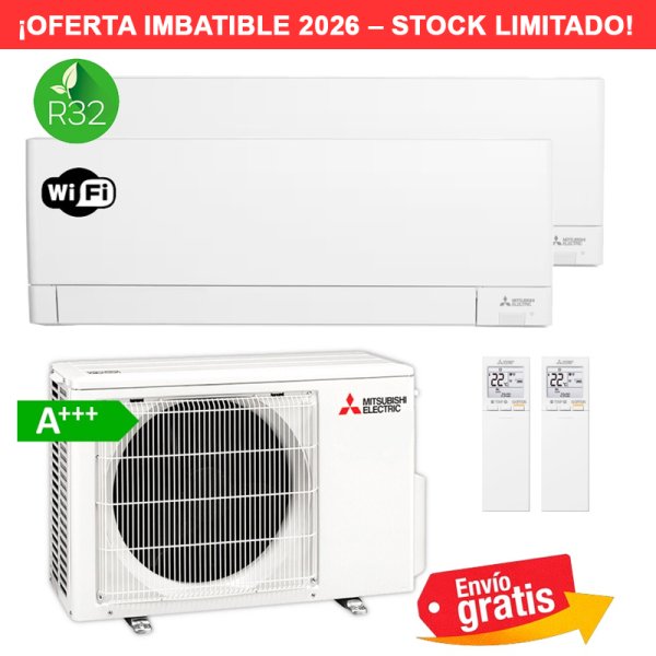Aire Acondicionado MultiSplit 2x1 Mitsubishi MXZ-2F53VF + MSZ-AY35VGK + MSZ-AY35VGK