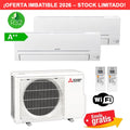 Aire Acondicionado MultiSplit 2x1 Mitsubishi MXZ-2HA40VF + MSZ-HR25VFK + MSZ-HR35VFK R32