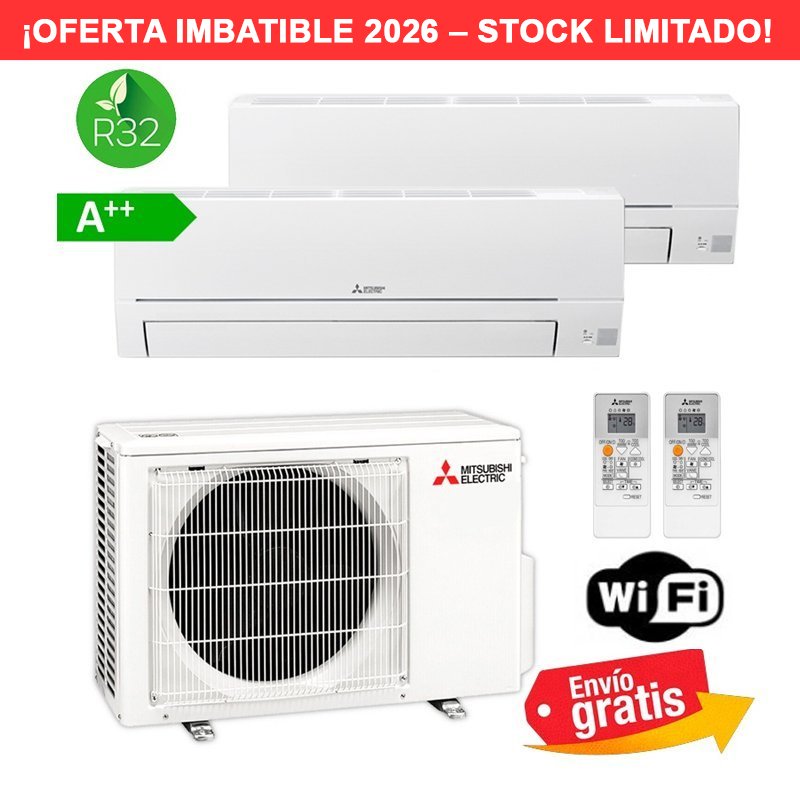 Aire Acondicionado MultiSplit 2x1 Mitsubishi MXZ-2HA50VF + MSZ-HR25VFK + MSZ-HR35VFK R32