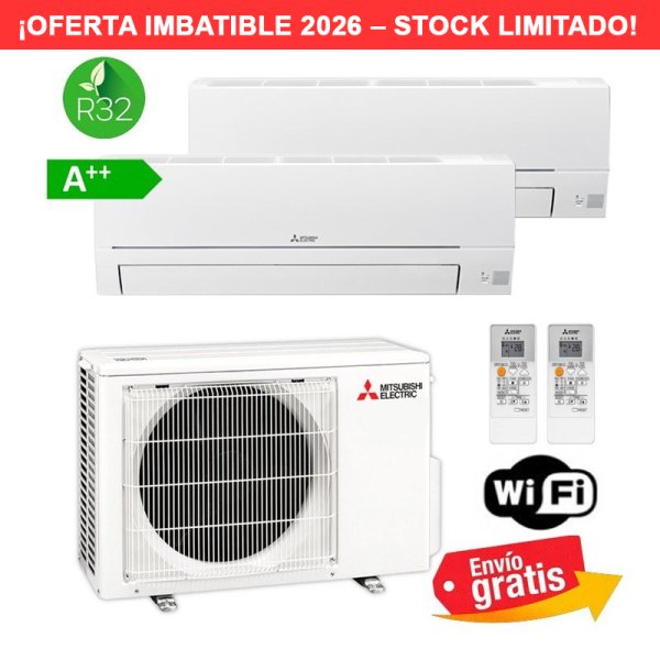 Aire Acondicionado MultiSplit 2x1 Mitsubishi MXZ-2HA50VF + MSZ-HR35VFK + MSZ-HR35VFK R32