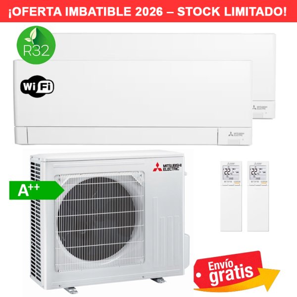 Aire Acondicionado Multisplit 2x1 Mitsubishi MXZ-3F68VF + MSZ-AY35VGK + MSZ-AY35VGK