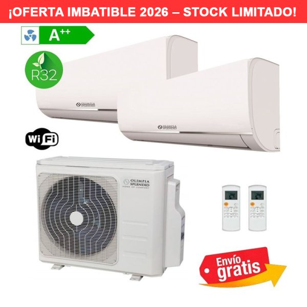 Aire acondicionado Multisplit 2x1 Olimpia Splendid NEXYA S5 Dual E 14 + 2 unidades interiores NEXYA S4 9