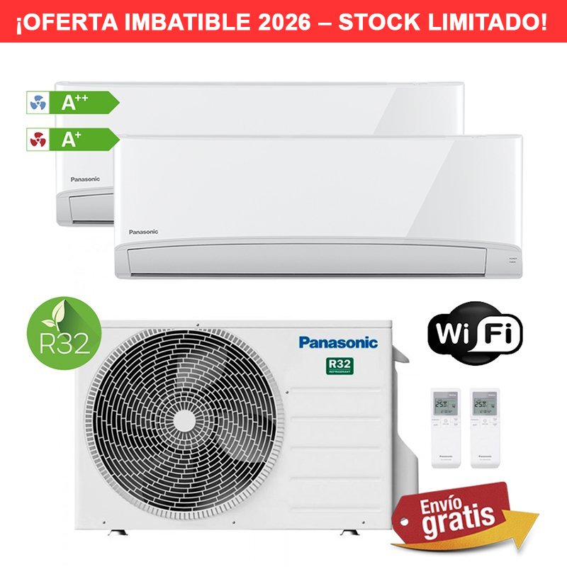 Aire Acondicionado Multisplit 2x1 Panasonic CU-2TZ50TBE + CS-RZ25ZKEW + CS-RZ35ZKEW