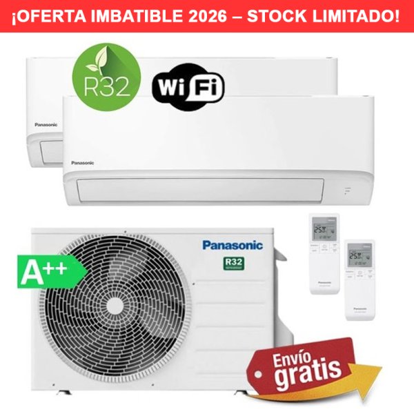 Aire Acondicionado Multisplit 2x1 Panasonic CU-2TZ50TBE + CS-TZ25ZKEW + CS-TZ35ZKEW