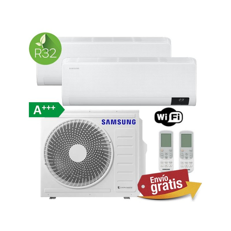 Aire Acondicionado Multisplit 2x1 Samsung AJ052TXJ3KG + AR09TXFCAWKNEU + AR09TXFCAWKNEU