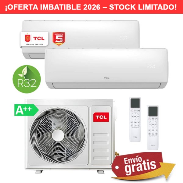 Aire Acondicionado Multisplit 2x1 TCL MT1420 + SN09F2S2 + SN12F2S2