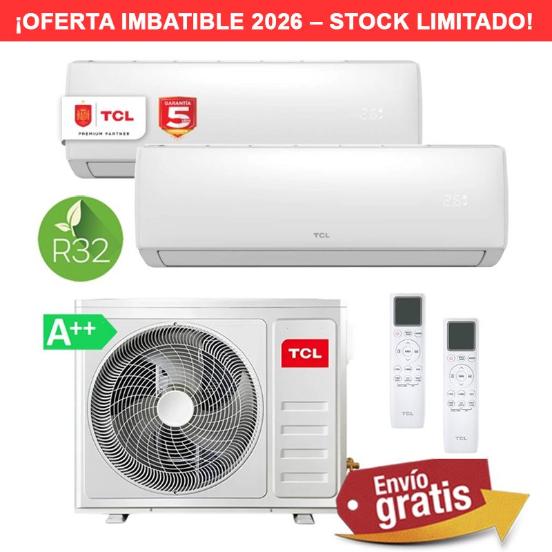 Aire Acondicionado Multisplit 2x1 TCL MT1821 + SN09F2S2 + SN12F2S2