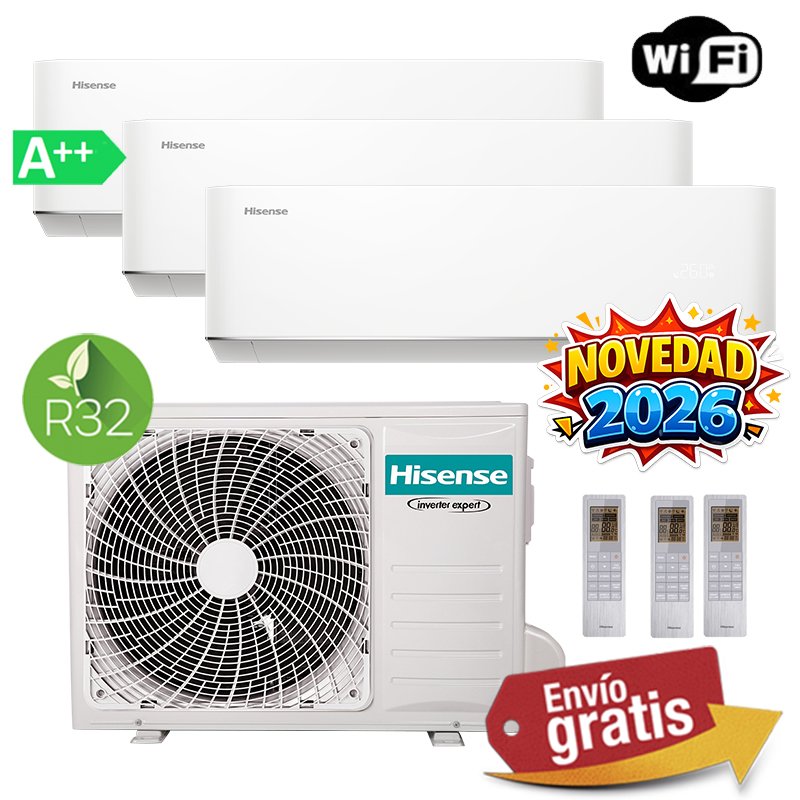Aire Acondicionado Multisplit 3x1 Hisense 3AMW62U4RJC + HC25YC00G + HC25YC00G + HC25YC00G