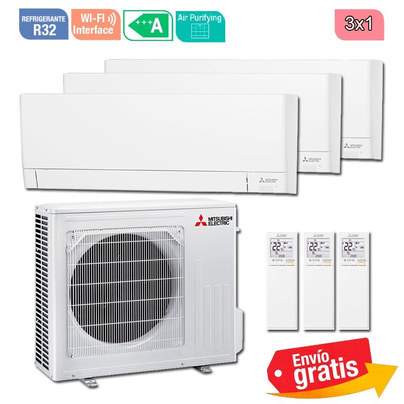 Aire Acondicionado Multisplit 3x1 Mitsubishi MXZ-3F68VF + MSZ-AY25VGK + MSZ-AY25VGK + MSZ-AY42VGK R32