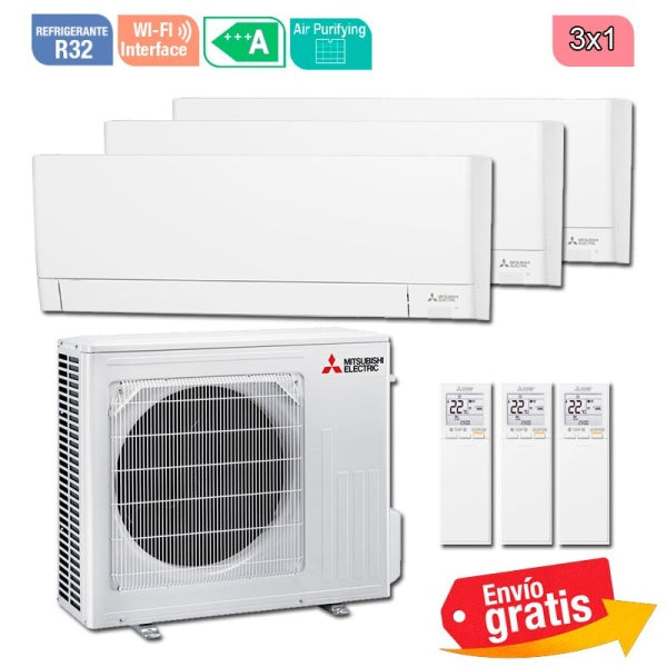 Aire Acondicionado Multisplit 3x1 Mitsubishi MXZ-3F68VF + MSZ-AY25VGK + MSZ-AY25VGK + MSZ-AY50VGK