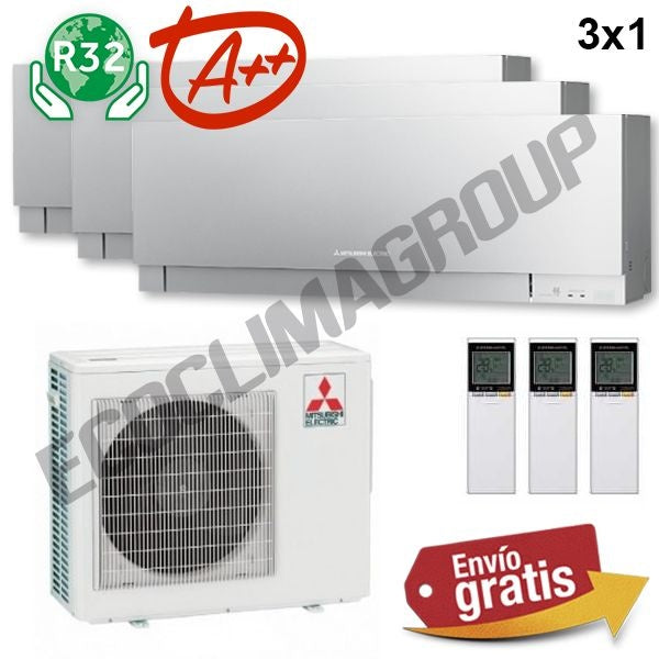 Aire Acondicionado Multisplit 3x1 Mitsubishi MXZ-3F68VF + MSZ-EF25VGK + MSZ-EF25VGK + MSZ-EF25VGK