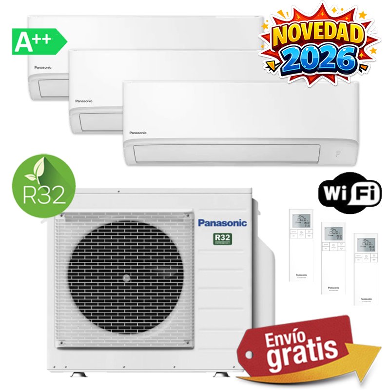 Aire Acondicionado Multisplit 3x1 Panasonic CU-3TZ52TBE + CS-TZ25CKEW + CS-TZ25CKEW + CS-TZ35CKEW