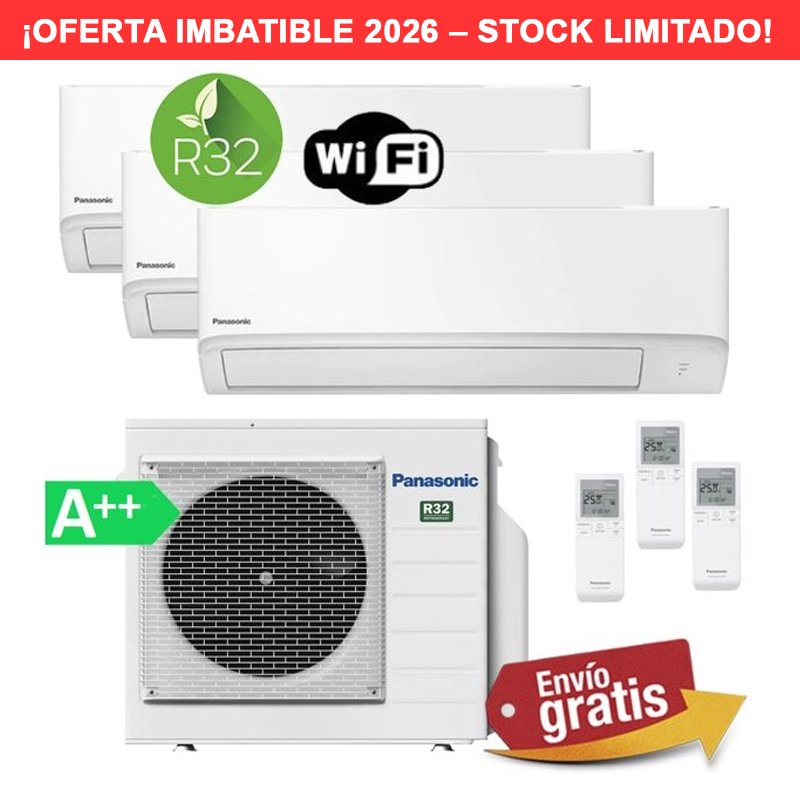 Aire Acondicionado Multisplit 3x1 Panasonic CU-3TZ52TBE + CS-TZ25ZKEW + CS-TZ25ZKEW + CS-TZ42ZKEW