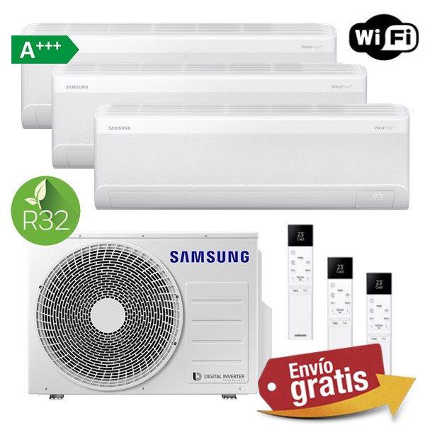 Aire Acondicionado Multisplit 3x1 Samsung AJ052TXJ3KG/EU + AR60F09C1AWNEU + AR60F09C1AWNEU + AR60F12C1AWNEU