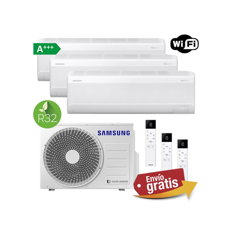 Aire Acondicionado Multisplit 3x1 Samsung AJ068TXJ3KG/EU + AR60F09C1AWNEU + AR60F09C1AWNEU + AR60F18C1AWNEU