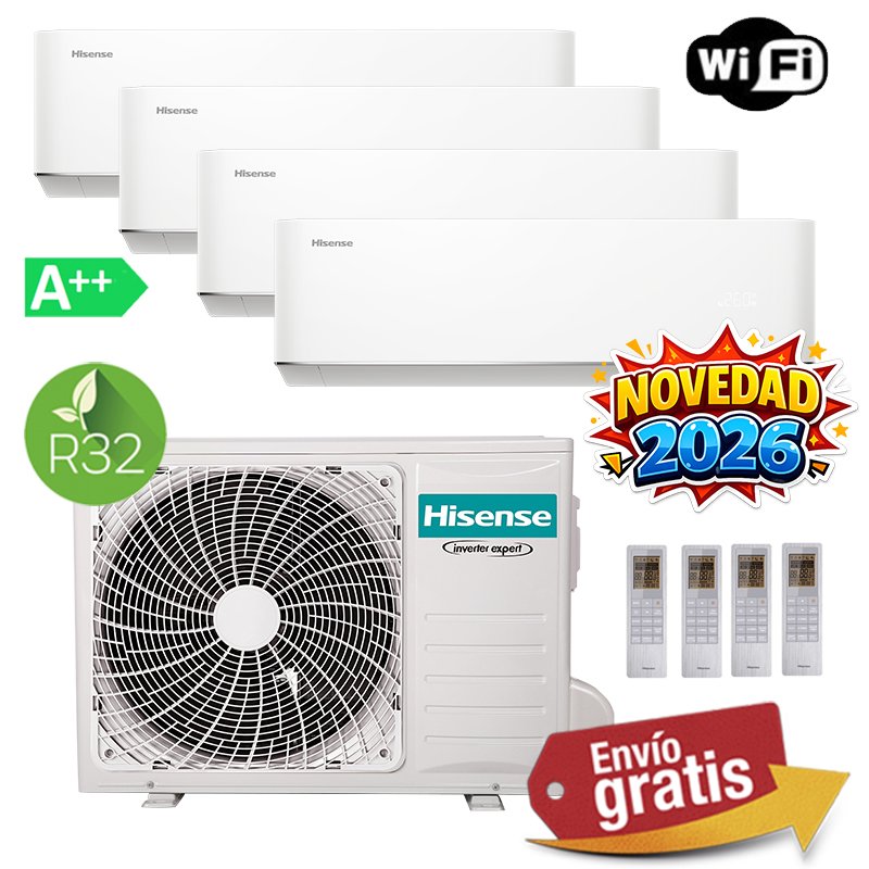 Aire Acondicionado Multisplit 4x1 Hisense 4AMW81U4RJC + HC25YC00G + HC25YC00G + HC25YC00G + HC25YC00G